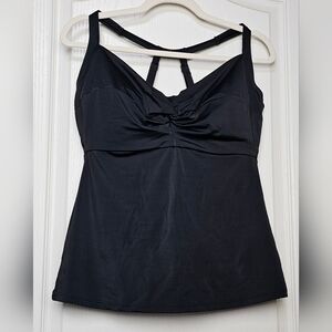 NWOT Title Nine BLACK Pele Halter Tankini Top Swimsuit 34DDD UPF50